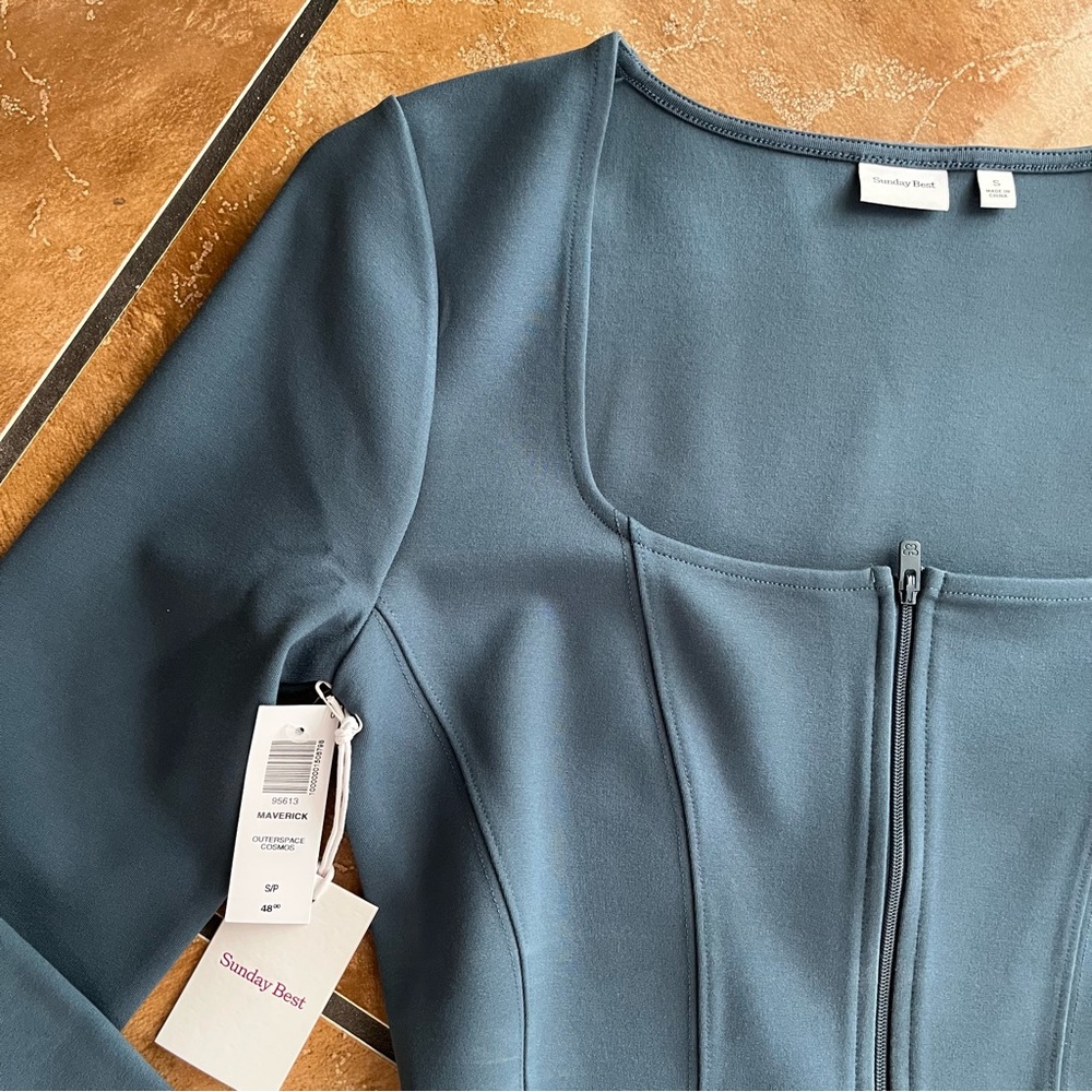 NWT Aritzia Sunday Best Maverick Corset Zipper Long Sleeve Top S - Picture 2 of 2
